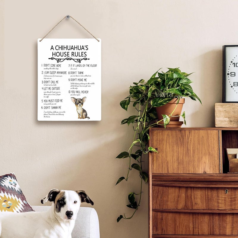 FUGWN A Chihuahua’s House Rules Dog Wooden Signs 8x10, Dog Signs for Home Decor, Decorations for The Home, House Rules Sign, Wall Decor, Chihuahua Gifts, Gifts for Lovers - Image 2